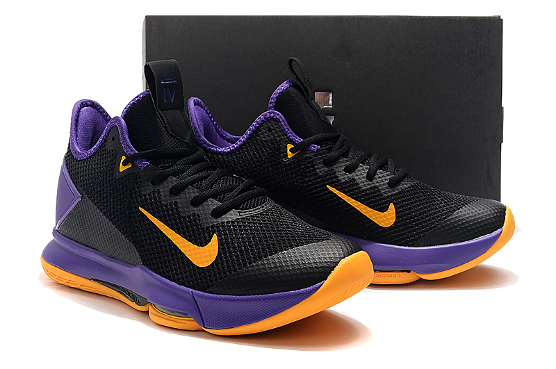 2019 Men Nike Lebron James Witness IV Black Yellow Purple Shoes